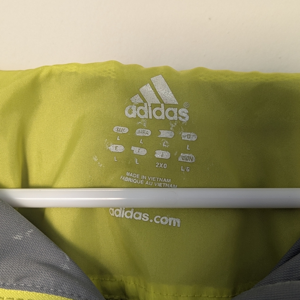 Adidas Men's L - Gray Windbreaker Jacket with Yellow Stripes - Picture 5 of 9